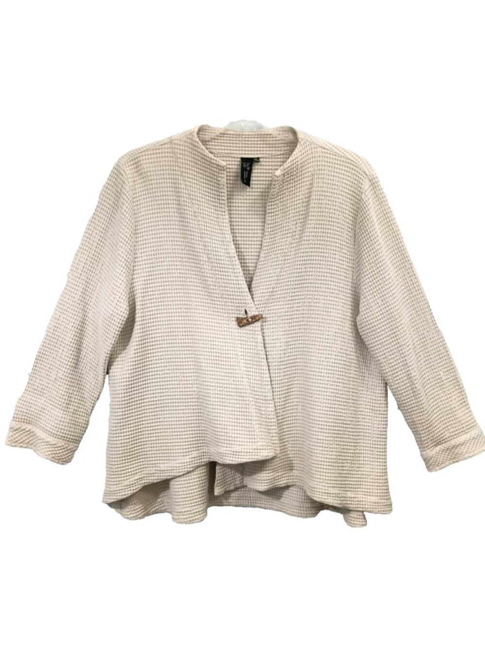 Focus Casual Life Jacket Womens Textured Waffle Cotton Single Button Blazer - XL